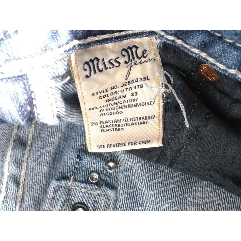 Miss Me Jeans Womens Size 27 JE80435L Skinny Rhinestone Stretch Cross 28x29 - Picture 5 of 6